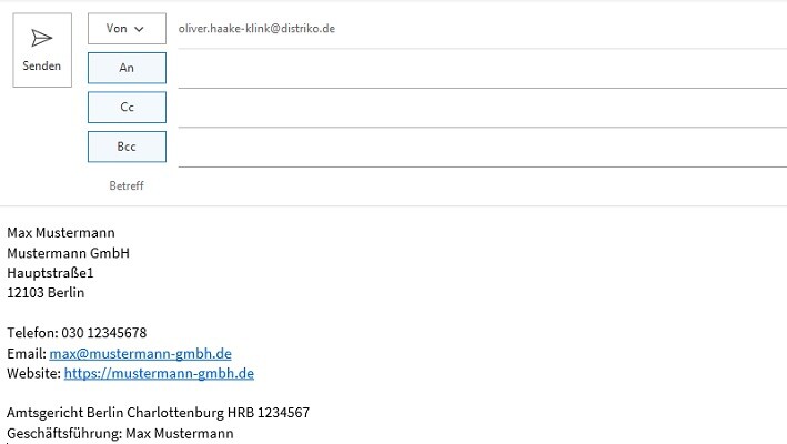 Geschaeftliche Email Signatur
