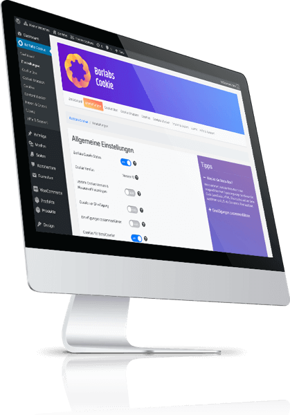 Auf einem Bildschirm sind die Einstellungen von Borlabs Cookie zu sehen