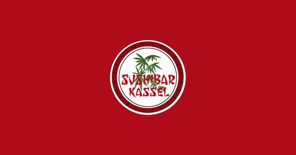 Das Logo der Sushibar Kassel bestehend aus einer grünen Pflanze und einem roten Schriftzug