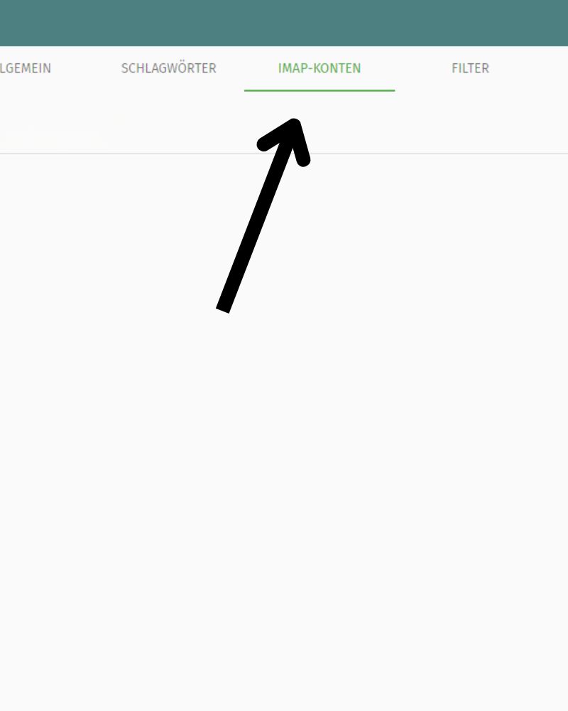 Der schwarze Pfeil zeigt auf den aktiven Reiter IMAP-Konten.