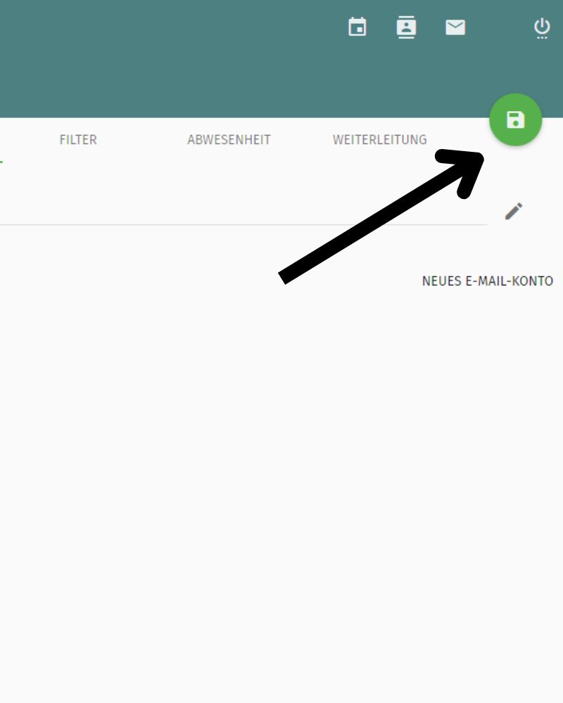 Der schwarze Pfeil zeigt auf die grüne Diskette rechts oben.
